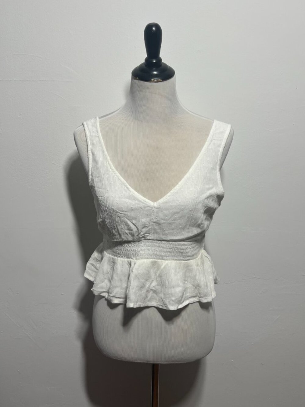 Hollister white smocked peplum crop top
